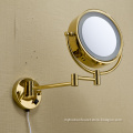 FUAO Wall Mirror Gold Round Makeup LED Shaving Lighted Mirror